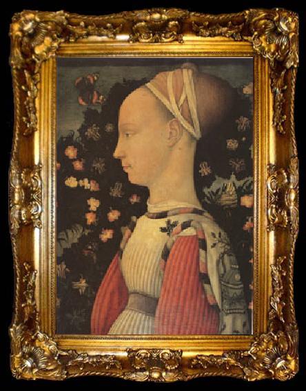 framed  Antonio Puccio Called Pisanello Portrait of Ginevra d